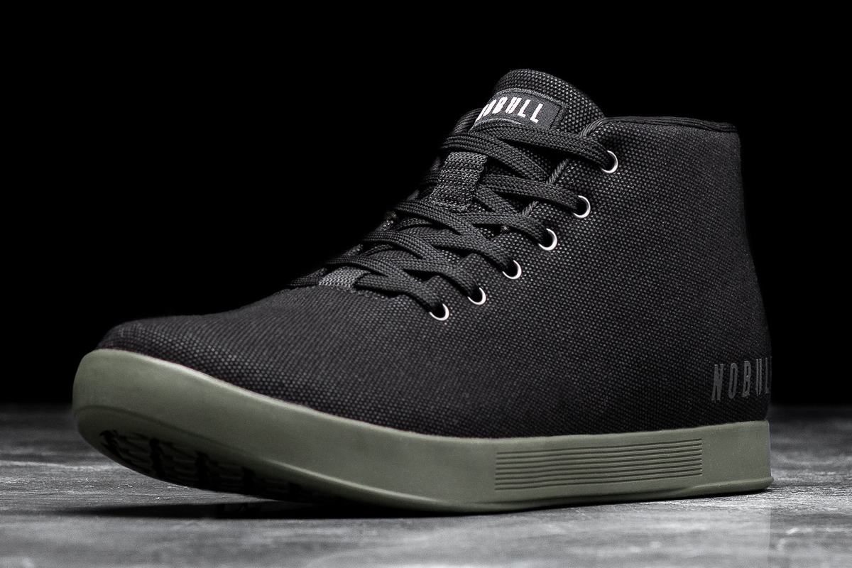 Nobull Canvas Mid Men's Trainers Black Dark Green | Australia (PK9105)